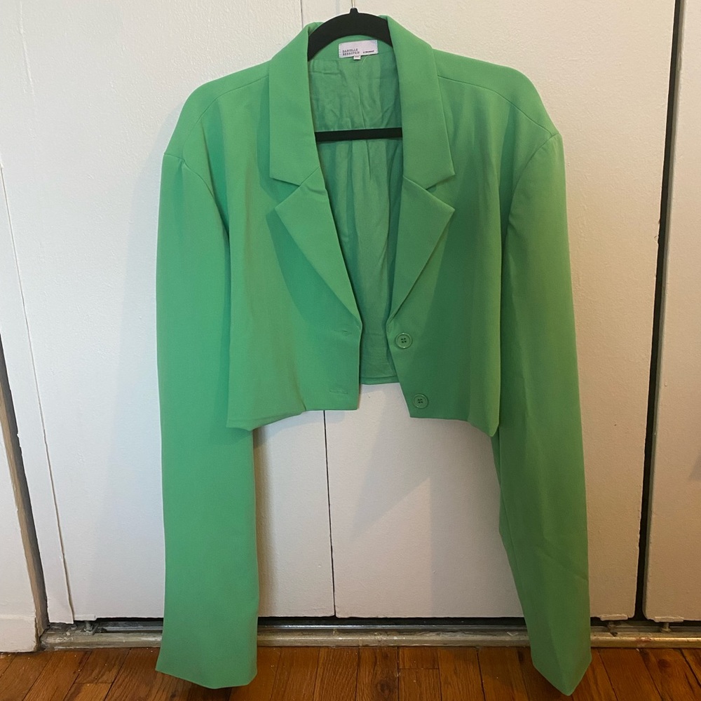 Danielle Bernstein Green Crop Blazer
